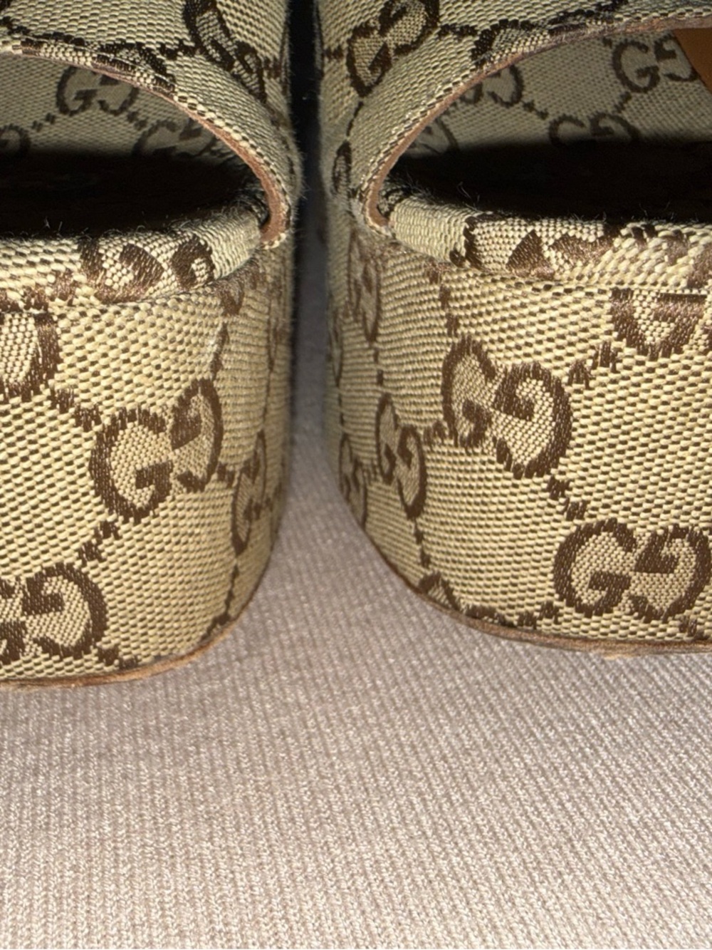 Gucci Tan GG Canvas Horsebit Mules - Picture 5 of 9